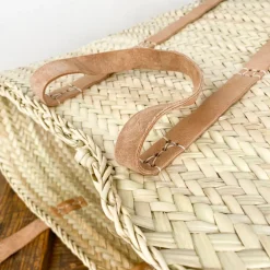 Panier à provisions anses en cuir