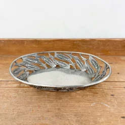 Panière épis de blé ovale en étain