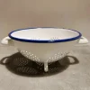 Passoire émail blanc liseré bleu
