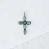 Pendentif croix turquoise sur argent