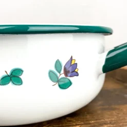 Plat à oreilles en émail décor floral