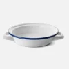 Plat à œufs émaillé blanc bleu