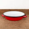 Plat à œufs émaillé rouge