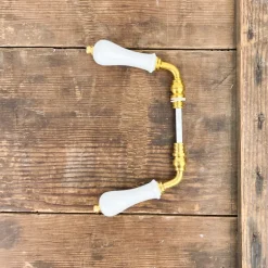 Poignée de porte double en porcelaine blanche
