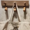 Porte manteau 3 patères bois et cuir