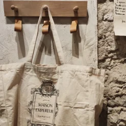 Porte manteau 3 patères bois et cuir
