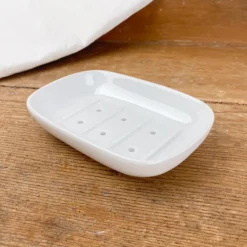Porte-savon en porcelaine blanche