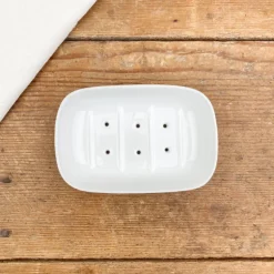 Porte-savon en porcelaine blanche