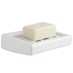 Porte-savon mural en porcelaine blanche