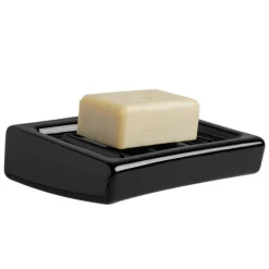 Porte-savon mural en porcelaine noire