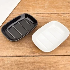 Porte-savon strié en porcelaine