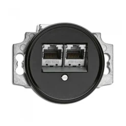 Prise double RJ45 bakélite noire