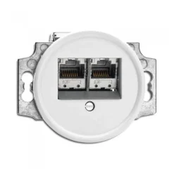 Prise double RJ45 duroplast blanc
