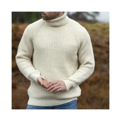 Pull irlandais col roulé crème