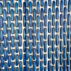 Rideau portière en perles de buis bleues
