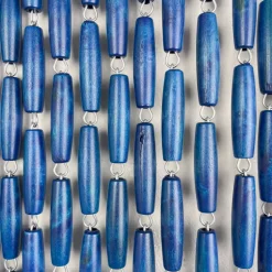 Rideau portière en perles de buis bleues
