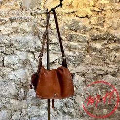 Sac bandoulière en cuir marron (petit modèle)