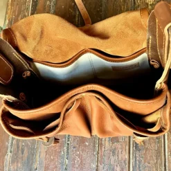 Sac bandoulière en cuir marron (petit modèle)