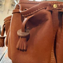 Sac bandoulière en cuir marron (grand modèle)