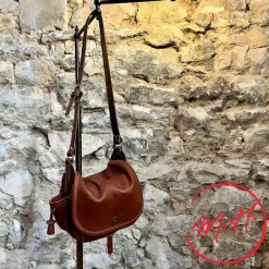 Sac bandoulière en cuir marron (grand modèle)