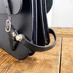 Sacoche cartable double de vélo en cuir noir