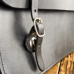 Sacoche cartable double de vélo en cuir noir