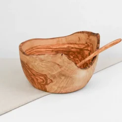 Saladier rustique en bois d'olivier