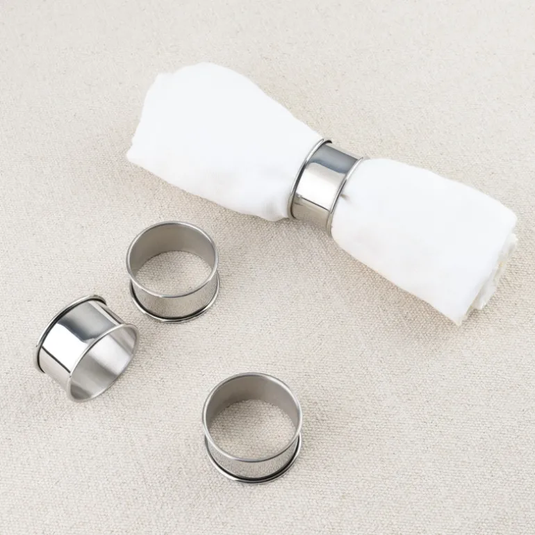 Set de 4 ronds de serviettes en inox