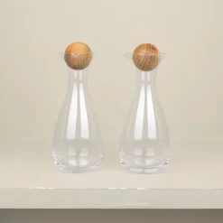 Set huilier et vinaigrier en verre soufflé