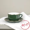 Tasse et soucoupe vert empire filet or