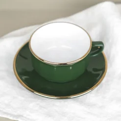 Tasse et soucoupe vert empire filet or