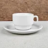 6 Tasses à café en porcelaine blanche avec soucoupes