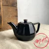 Théière en porcelaine noire filet or