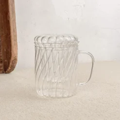 Tisanière festonnée en verre borosilicate