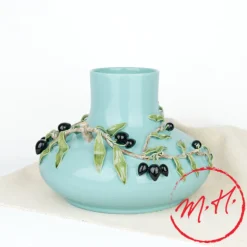 Vase bleu turquoise olives