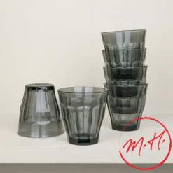 6 verres Picardie 25 cl gris fumé